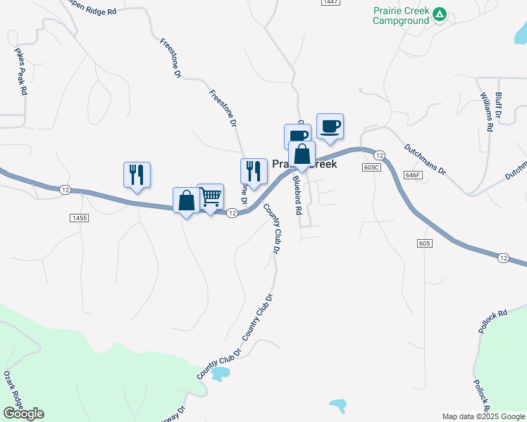 map of restaurants, bars, coffee shops, grocery stores, and more near 8739 Par Lane in Rogers