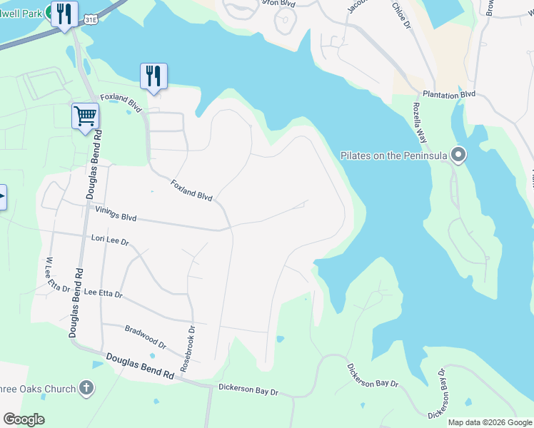 map of restaurants, bars, coffee shops, grocery stores, and more near 964 Vinings Boulevard in Gallatin