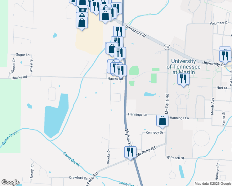 map of restaurants, bars, coffee shops, grocery stores, and more near 5575 Skyhawk Parkway in Martin