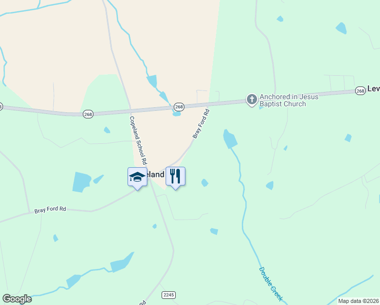 map of restaurants, bars, coffee shops, grocery stores, and more near 219 Bray Ford Road in Dobson