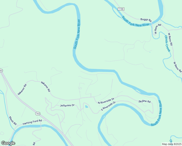 map of restaurants, bars, coffee shops, grocery stores, and more near 342 East New River Drive in West Jefferson