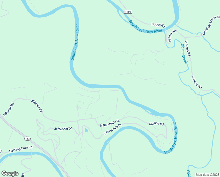 map of restaurants, bars, coffee shops, grocery stores, and more near 186 East New River Drive in West Jefferson