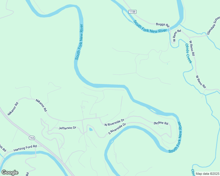 map of restaurants, bars, coffee shops, grocery stores, and more near 222 East New River Drive in West Jefferson