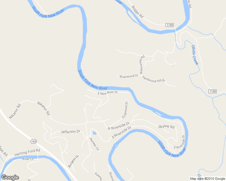 map of restaurants, bars, coffee shops, grocery stores, and more near 236 East New River Drive in West Jefferson