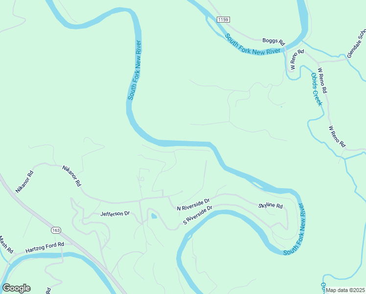 map of restaurants, bars, coffee shops, grocery stores, and more near 236 East New River Drive in West Jefferson