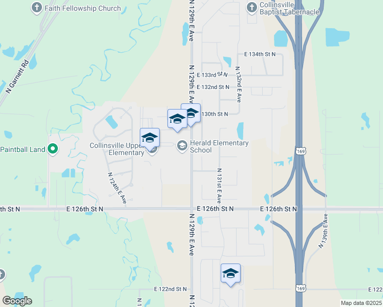 map of restaurants, bars, coffee shops, grocery stores, and more near 12818 North 129th East Avenue in Collinsville