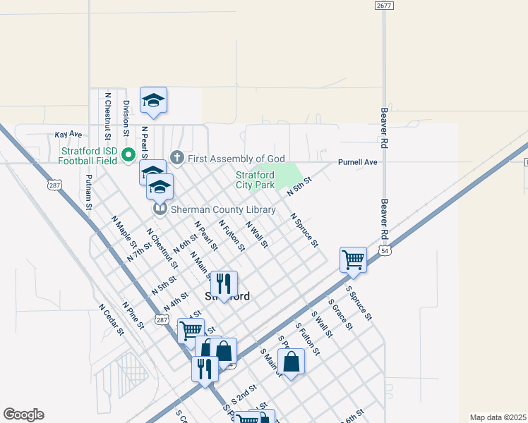 map of restaurants, bars, coffee shops, grocery stores, and more near 501 North Grace Street in Stratford