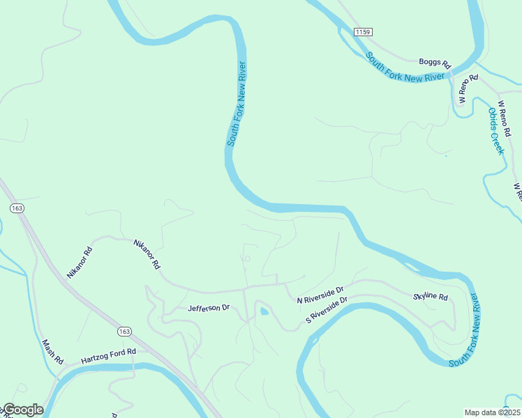 map of restaurants, bars, coffee shops, grocery stores, and more near 404 East New River Drive in West Jefferson