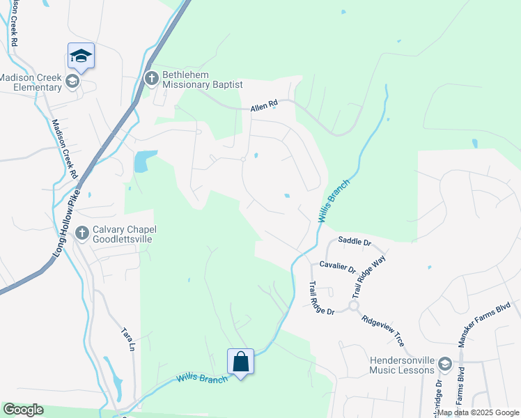 map of restaurants, bars, coffee shops, grocery stores, and more near 437 Old Stone Road in Goodlettsville