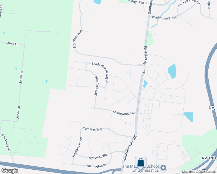 map of restaurants, bars, coffee shops, grocery stores, and more near 100 Shadowhaven Way North in Hendersonville