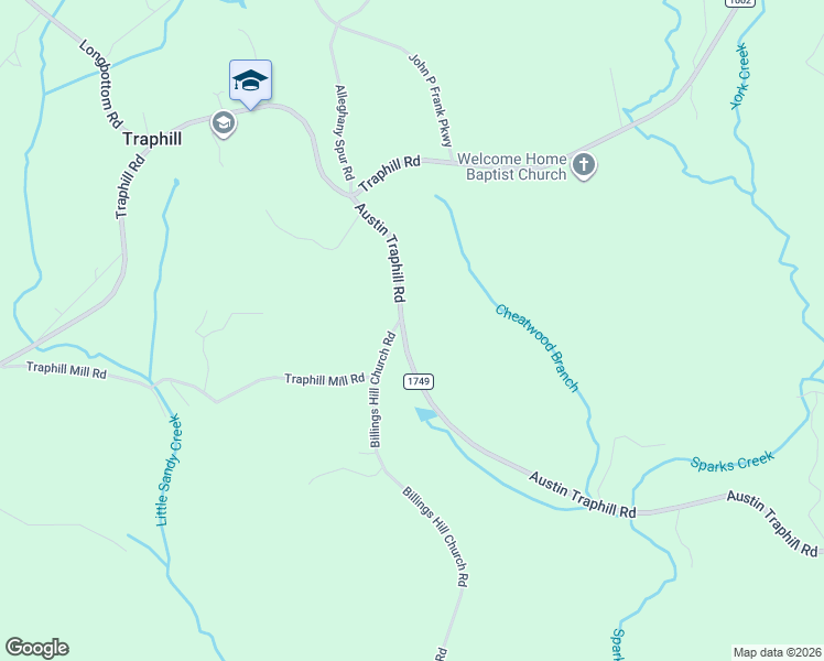 map of restaurants, bars, coffee shops, grocery stores, and more near 11684 Austin Traphill Road in Traphill