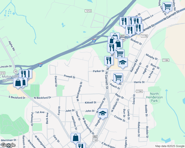 map of restaurants, bars, coffee shops, grocery stores, and more near 137 Parker Street in Henderson