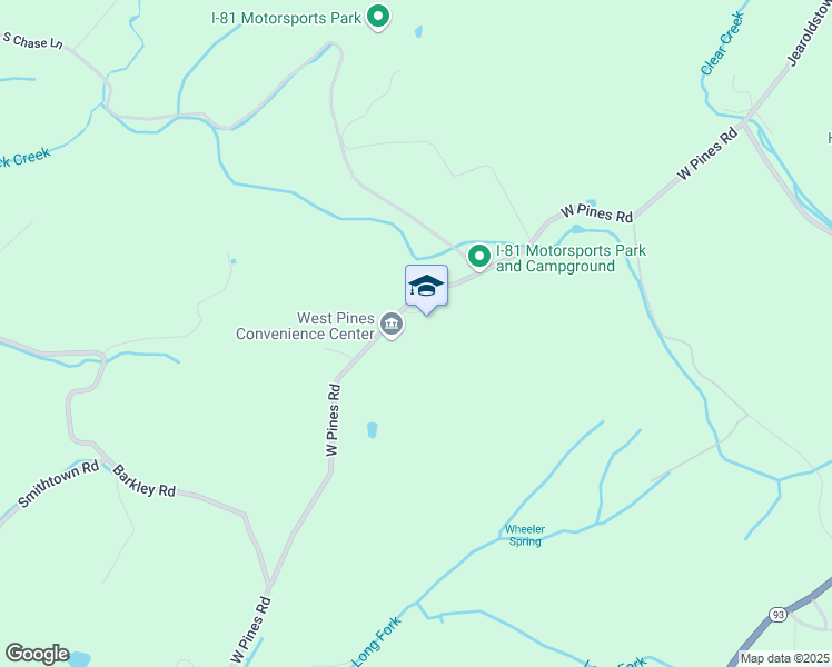 map of restaurants, bars, coffee shops, grocery stores, and more near 3500 West Pines Road in Greeneville