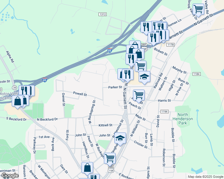 map of restaurants, bars, coffee shops, grocery stores, and more near 137 Parker Street in Henderson