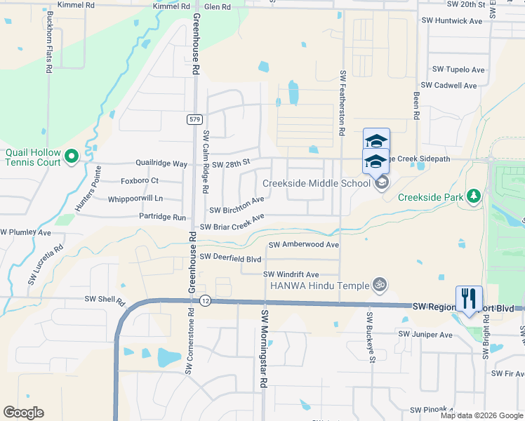 map of restaurants, bars, coffee shops, grocery stores, and more near 3300 Southwest Briar Creek Avenue in Bentonville