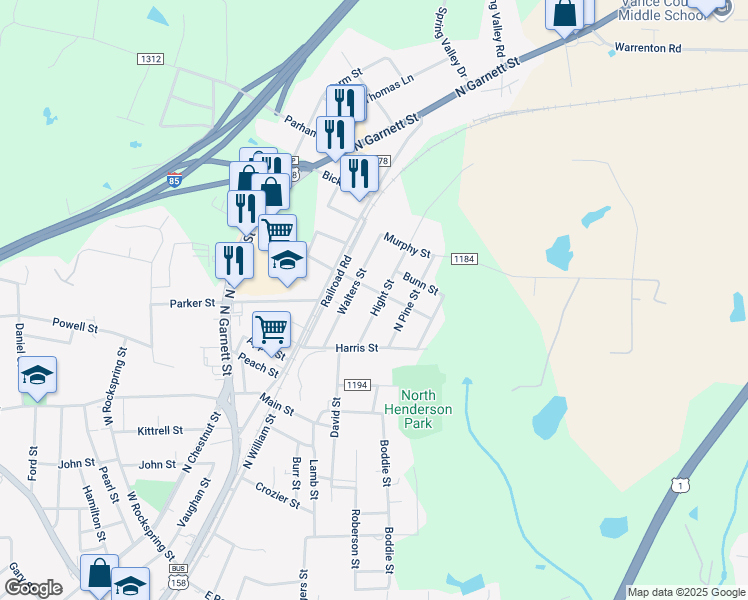 map of restaurants, bars, coffee shops, grocery stores, and more near 1251 Hight Street in Henderson