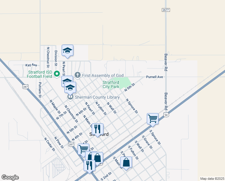 map of restaurants, bars, coffee shops, grocery stores, and more near 501-599 North Grace Street in Stratford