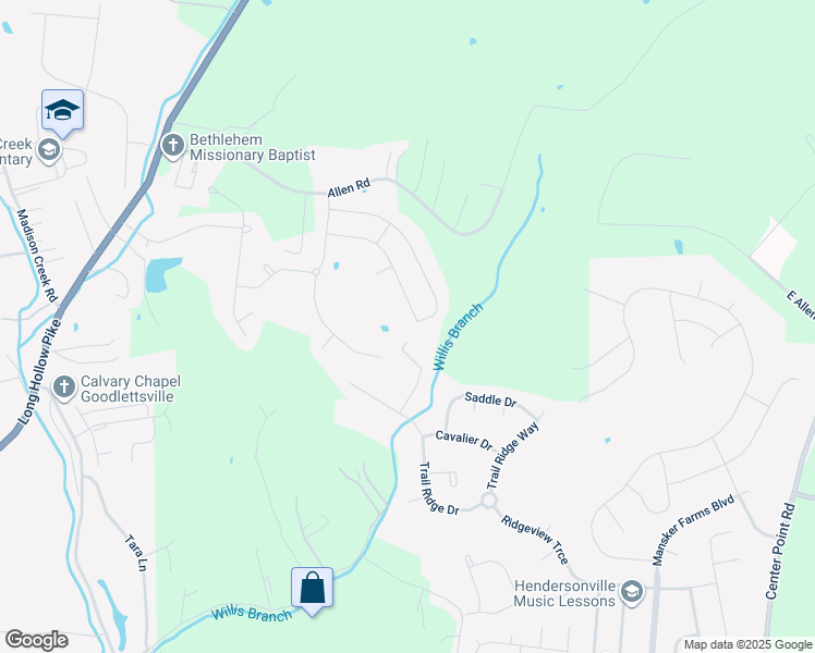 map of restaurants, bars, coffee shops, grocery stores, and more near 573 Fall Creek Circle in Goodlettsville