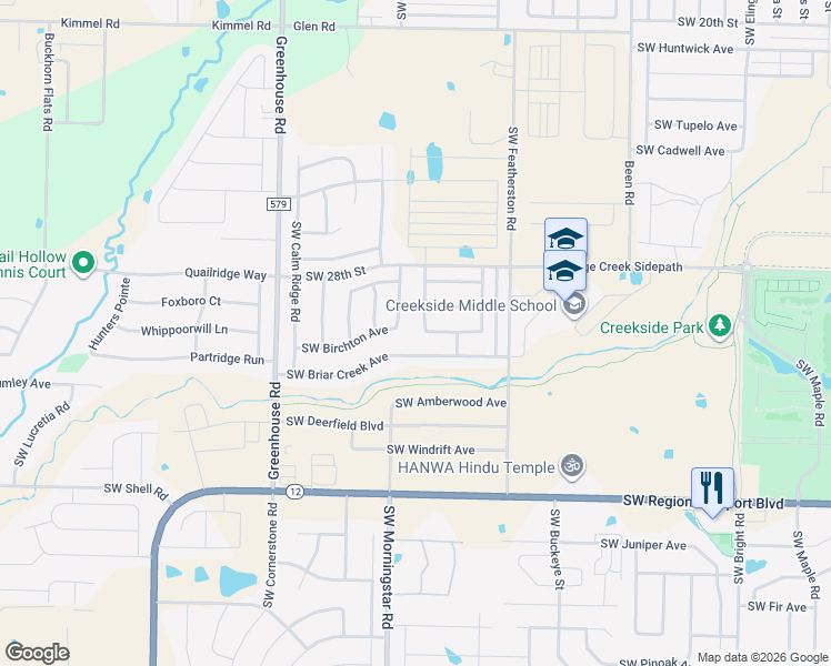map of restaurants, bars, coffee shops, grocery stores, and more near 3106 Southwest Briar Creek Avenue in Bentonville