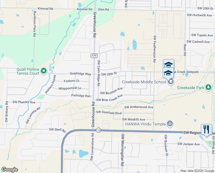 map of restaurants, bars, coffee shops, grocery stores, and more near 3100 Southwest Pine Valley Road in Bentonville