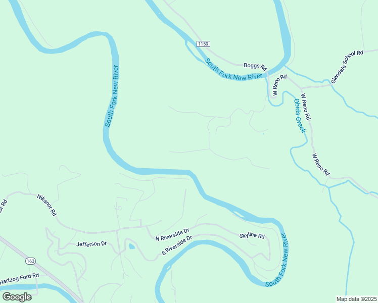 map of restaurants, bars, coffee shops, grocery stores, and more near Riverwood Drive in Ashe County
