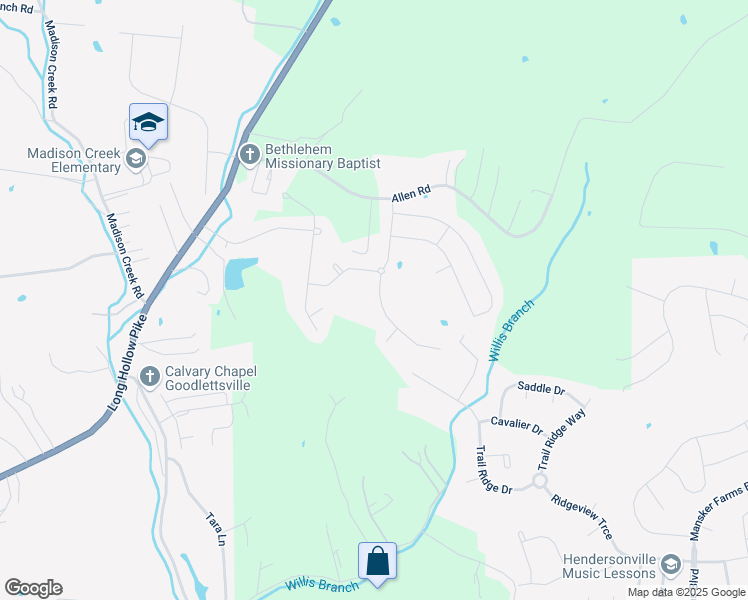 map of restaurants, bars, coffee shops, grocery stores, and more near 377 Old Stone Road in Goodlettsville