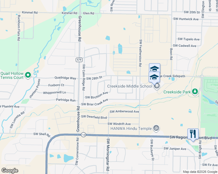 map of restaurants, bars, coffee shops, grocery stores, and more near 3100 Southwest Bensonwood Street in Bentonville