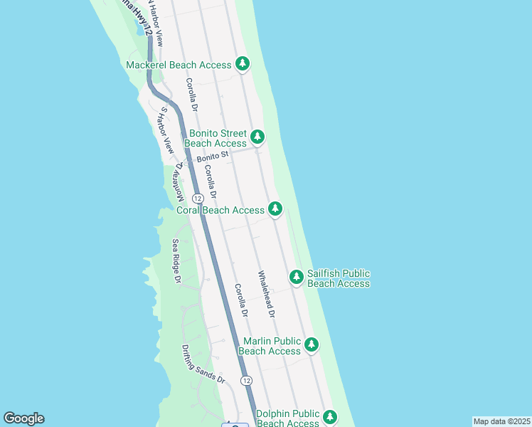 map of restaurants, bars, coffee shops, grocery stores, and more near 900 Lighthouse Drive in Corolla