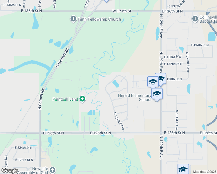 map of restaurants, bars, coffee shops, grocery stores, and more near 13007 North 124th East Avenue in Collinsville