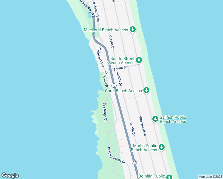 map of restaurants, bars, coffee shops, grocery stores, and more near 907 Sea Whisper Court in Corolla
