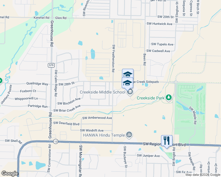 map of restaurants, bars, coffee shops, grocery stores, and more near 3004 Southwest Featherston Road in Bentonville