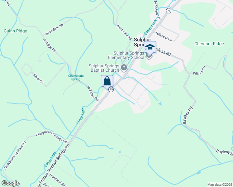 map of restaurants, bars, coffee shops, grocery stores, and more near 1700-1748 Gray Station Sulphur Springs Rd in Jonesborough