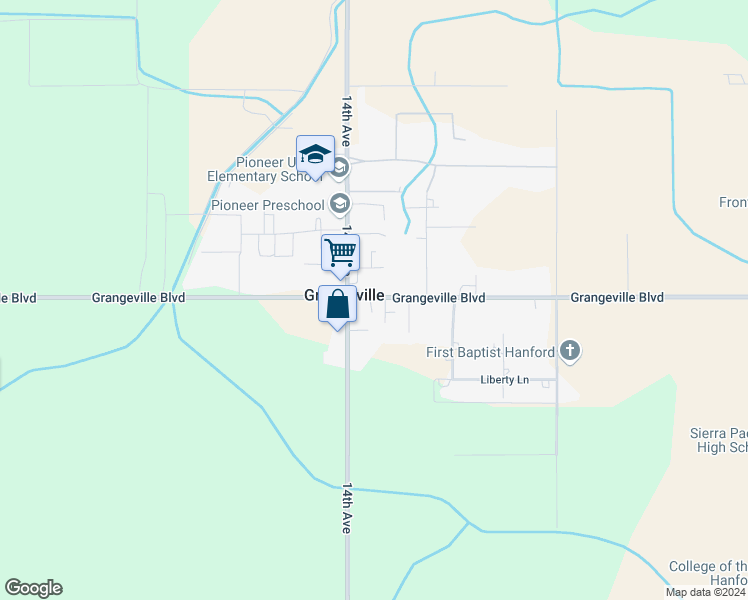 map of restaurants, bars, coffee shops, grocery stores, and more near in Grangeville