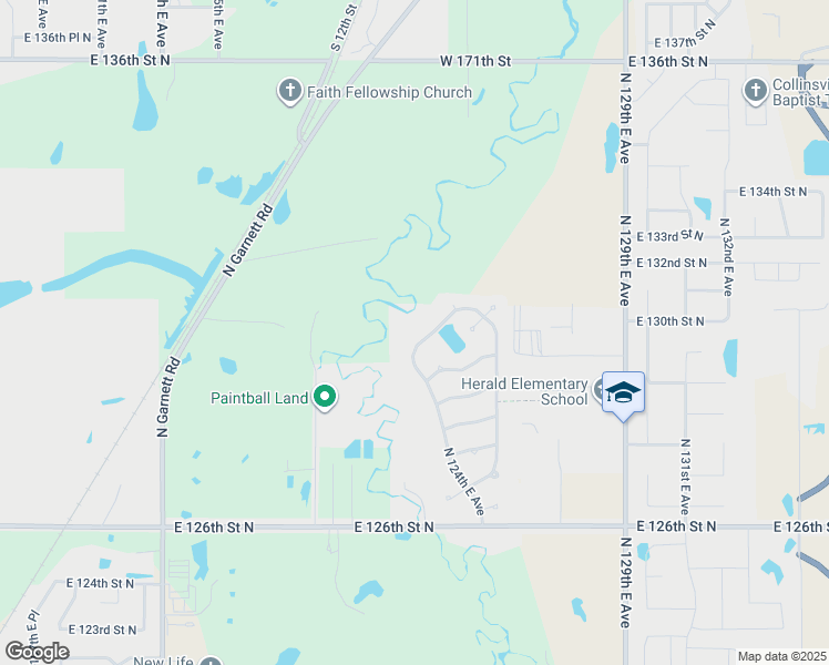 map of restaurants, bars, coffee shops, grocery stores, and more near 13007 North 124th East Avenue in Collinsville