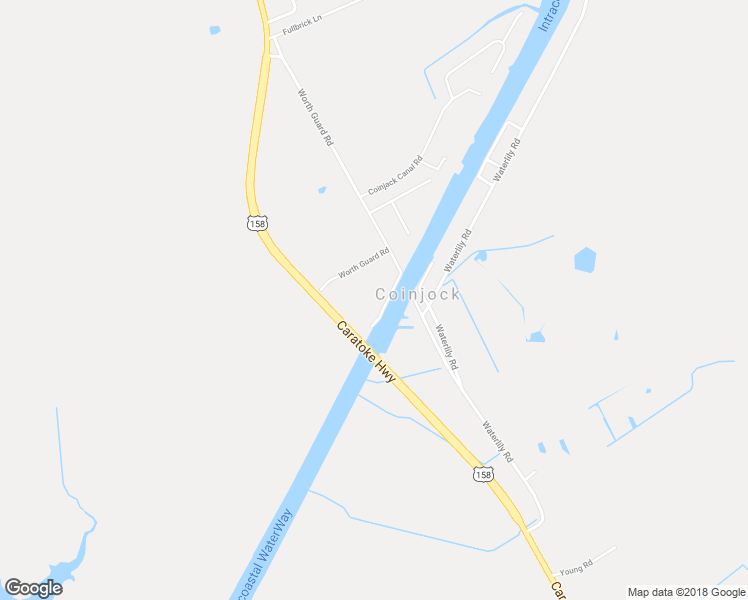 map of restaurants, bars, coffee shops, grocery stores, and more near 112 Hampton Road in Coinjock