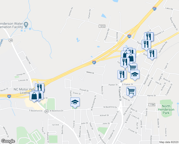 map of restaurants, bars, coffee shops, grocery stores, and more near 353 Keene Street in Henderson