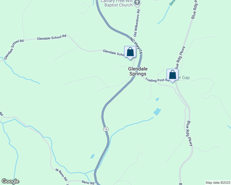 map of restaurants, bars, coffee shops, grocery stores, and more near 7656 North Carolina 16 in West Jefferson