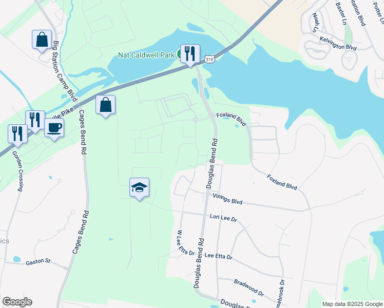 map of restaurants, bars, coffee shops, grocery stores, and more near 2136 Sullivan Street in Gallatin