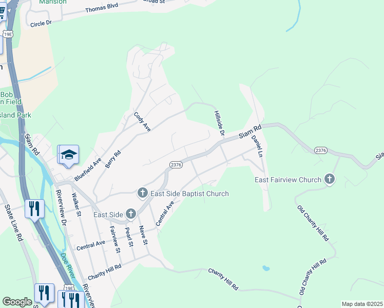 map of restaurants, bars, coffee shops, grocery stores, and more near 1710 Scenic Drive in Elizabethton