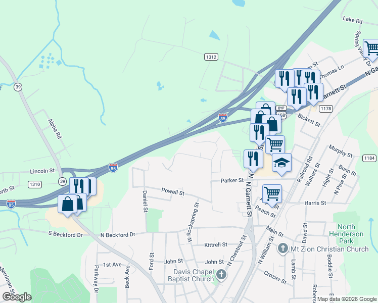 map of restaurants, bars, coffee shops, grocery stores, and more near 433 Ranes Drive in Henderson