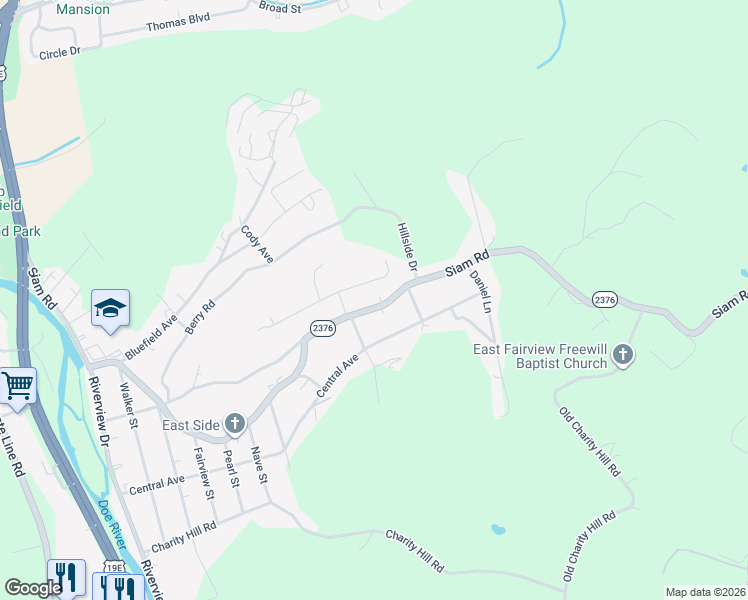 map of restaurants, bars, coffee shops, grocery stores, and more near 1710 Scenic Drive in Elizabethton