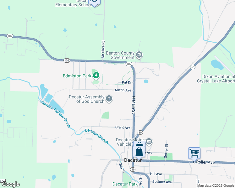 map of restaurants, bars, coffee shops, grocery stores, and more near 239 Austin Avenue in Decatur
