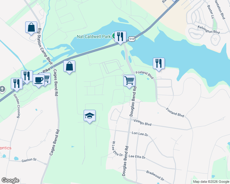 map of restaurants, bars, coffee shops, grocery stores, and more near 2136 Sullivan Street in Gallatin