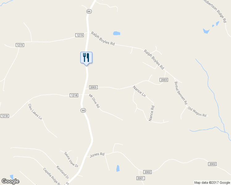 map of restaurants, bars, coffee shops, grocery stores, and more near 1122 Nance Road in King