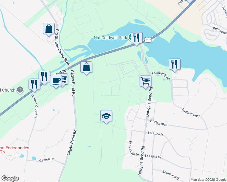 map of restaurants, bars, coffee shops, grocery stores, and more near 3120 Lamond Drive in Gallatin