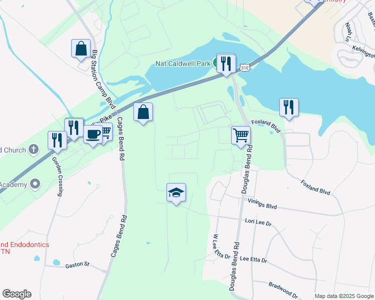 map of restaurants, bars, coffee shops, grocery stores, and more near 3120 Lamond Drive in Gallatin