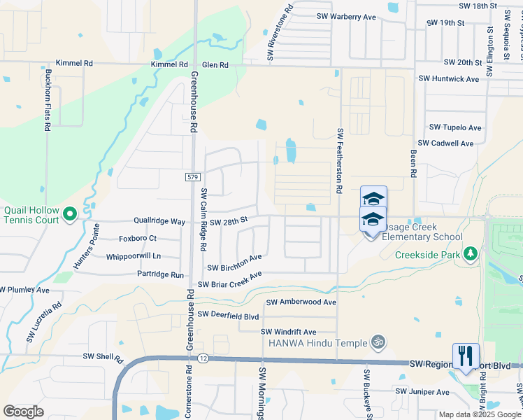 map of restaurants, bars, coffee shops, grocery stores, and more near 2803 Southwest Glen Ridge Road in Bentonville