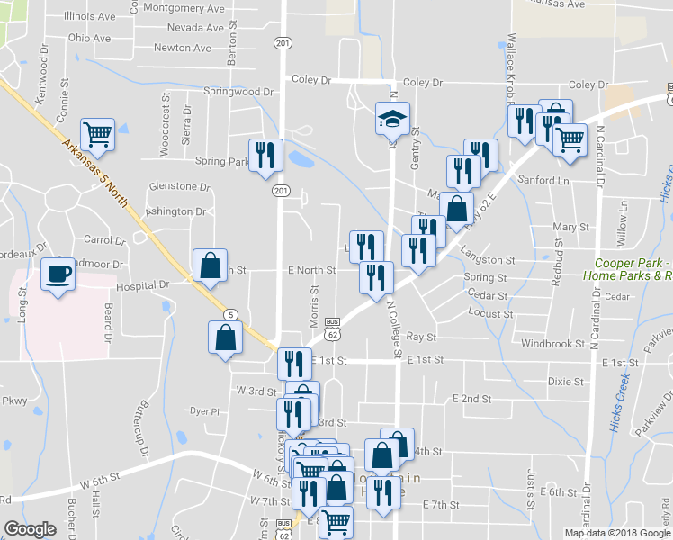 map of restaurants, bars, coffee shops, grocery stores, and more near County Road 113 in Mountain Home