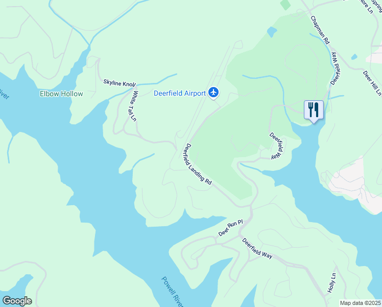 map of restaurants, bars, coffee shops, grocery stores, and more near 320 Deerfield Landing Road in LaFollette