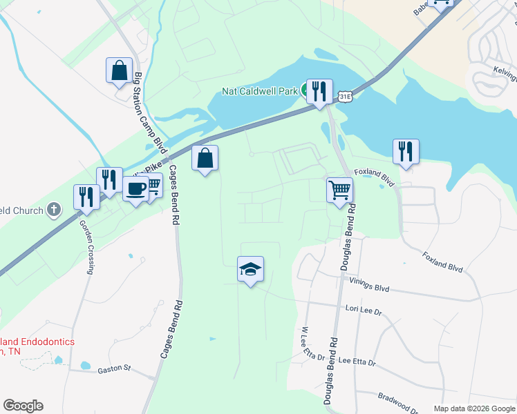 map of restaurants, bars, coffee shops, grocery stores, and more near 3120 Lamond Drive in Gallatin